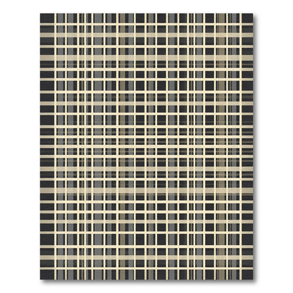 Neutral Beige Wide Plaid Grid Rug