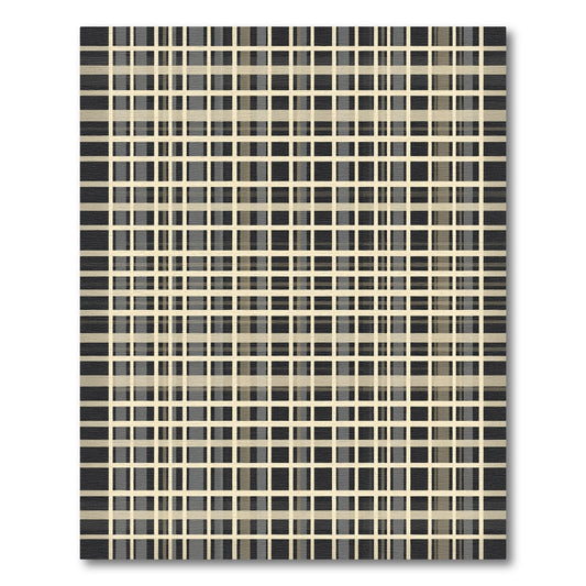 Neutral Beige Wide Plaid Grid Rug