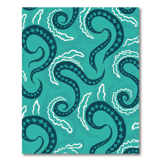 Deep Teal Tentacle Swirl Rug