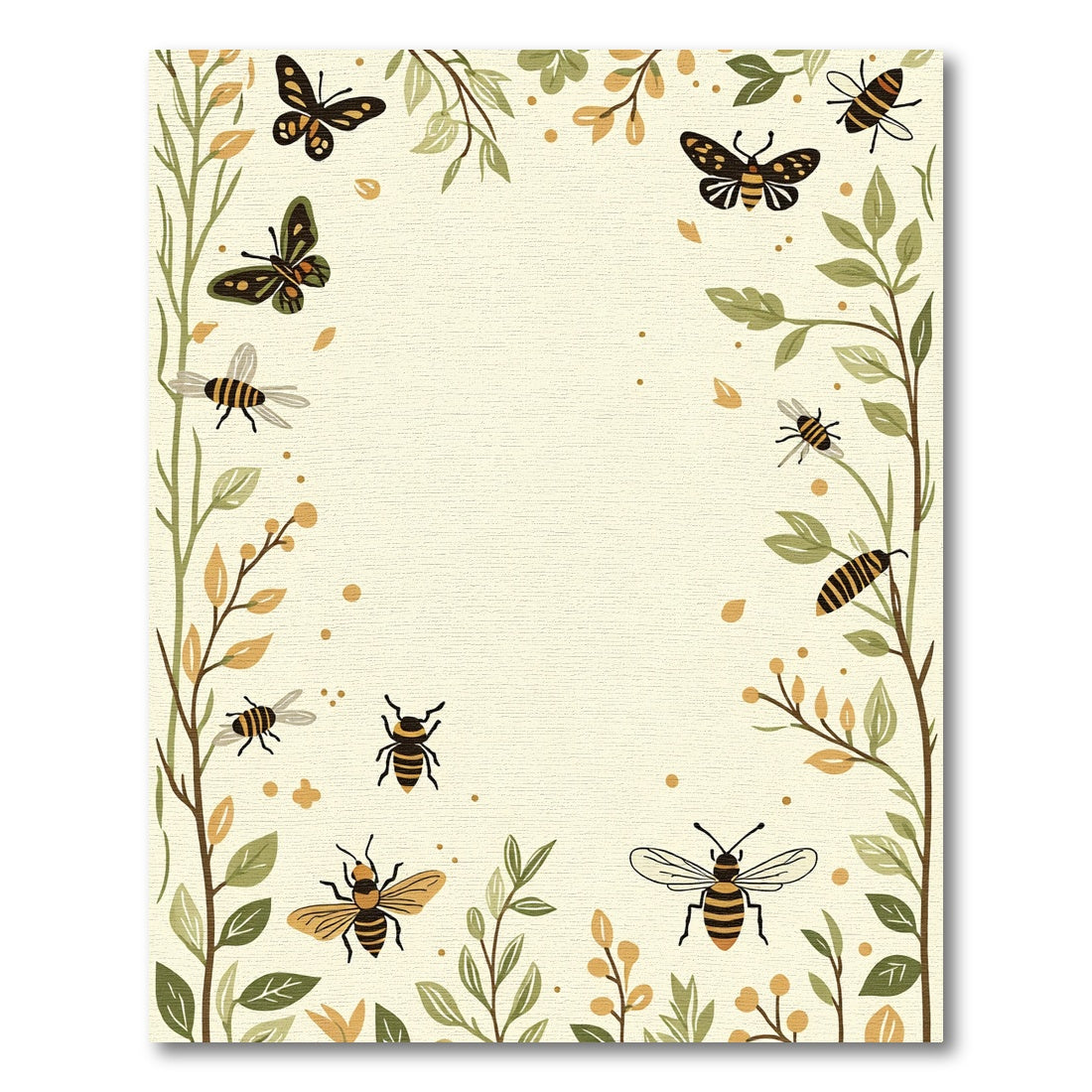 Whimsical Bees Butterflies Garden Border Rug