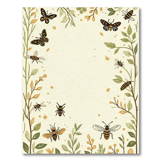 Whimsical Bees Butterflies Garden Border Rug