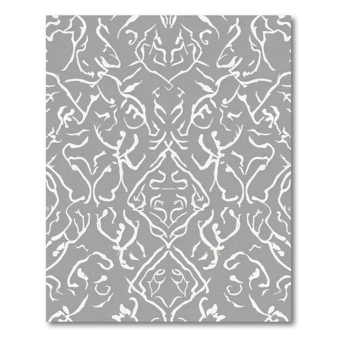 Gray White Organic Scroll Damask Rug