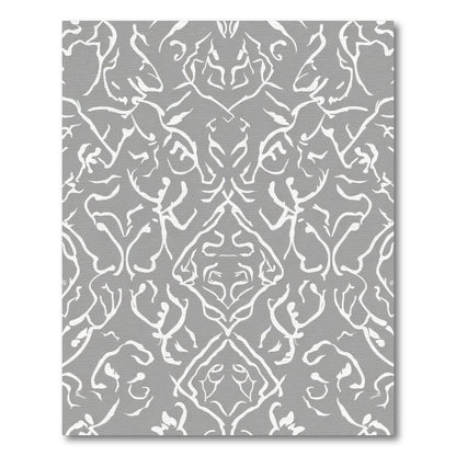 Gray White Organic Scroll Damask Rug