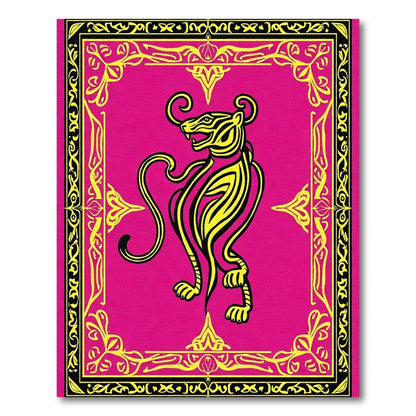 Vibrant Pink Jaguar Art Deco Rug