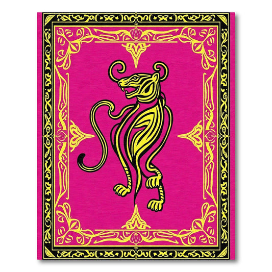 Vibrant Pink Jaguar Art Deco Rug