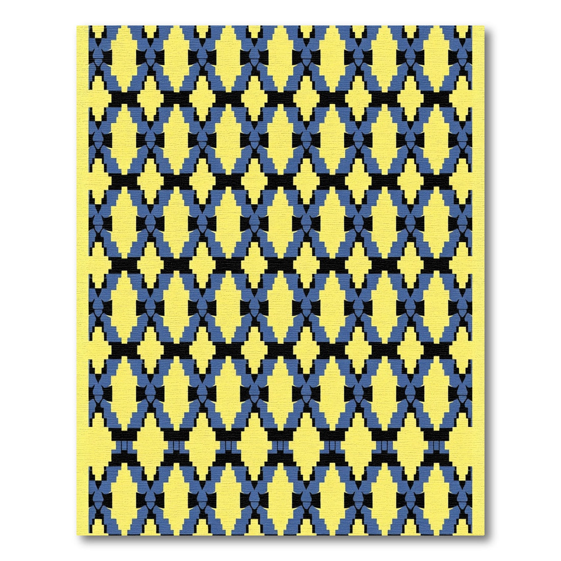 Bold Yellow Blue Diamond Geometric Rug