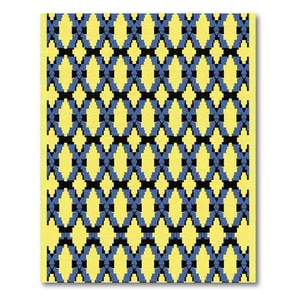 Bold Yellow Blue Diamond Geometric Rug