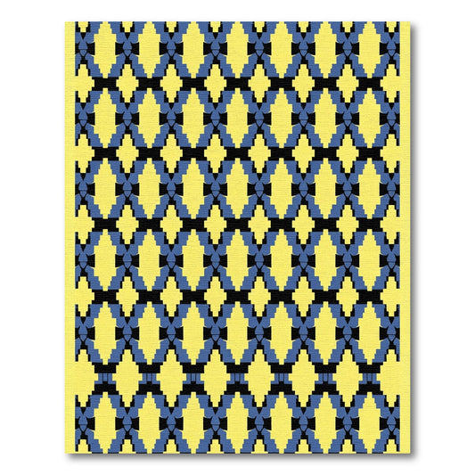 Bold Yellow Blue Diamond Geometric Rug