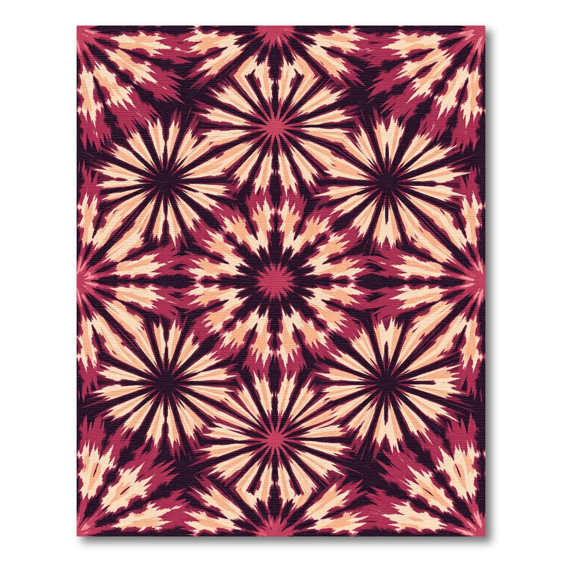 Deep Crimson Starburst Geometric Rug