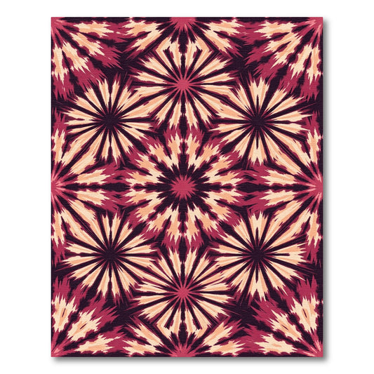 Deep Crimson Starburst Geometric Rug