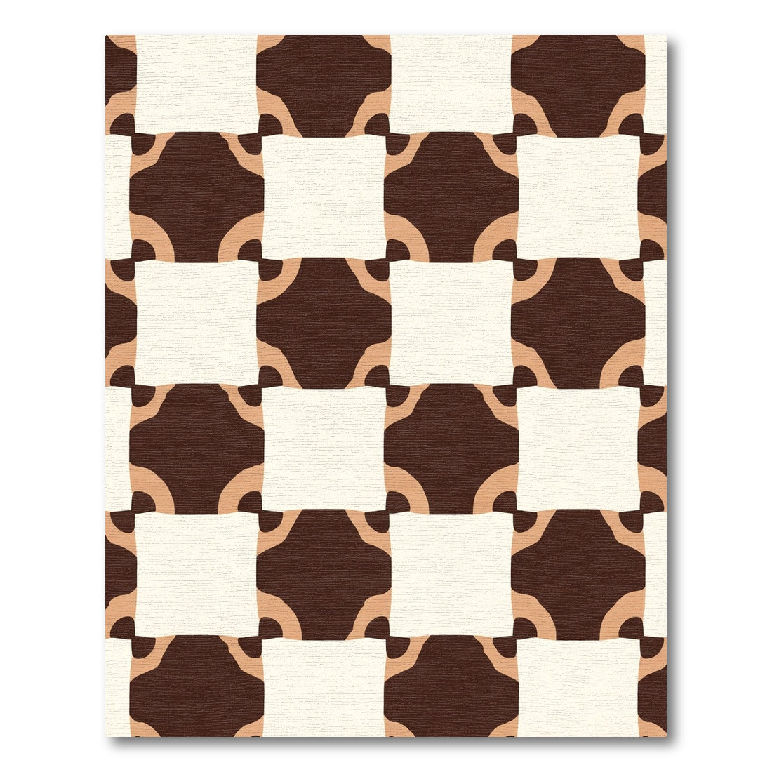 Brown Cream Checkered Organic Shapes Rug