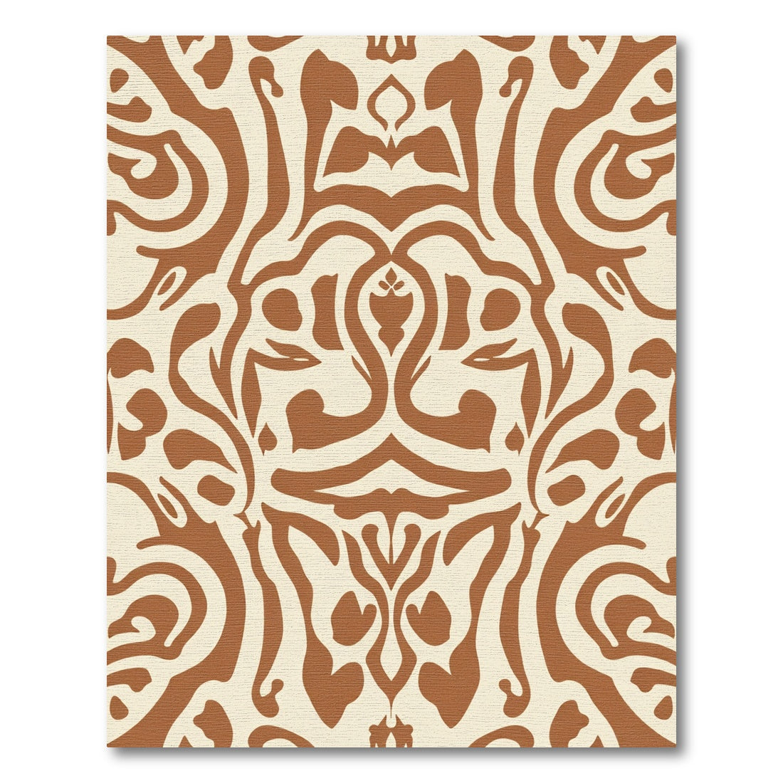 Earthy Brown Abstract Swirl Medallion Rug
