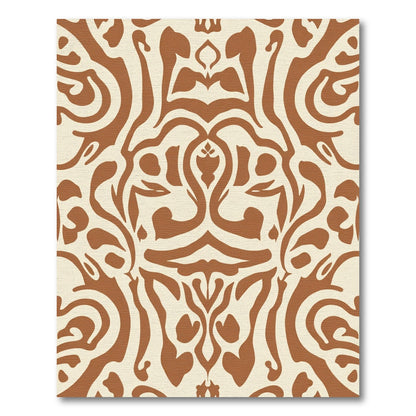 Earthy Brown Abstract Swirl Medallion Rug