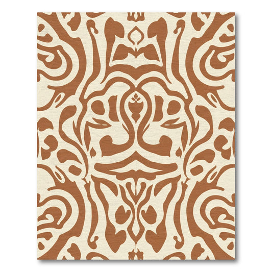 Earthy Brown Abstract Swirl Medallion Rug