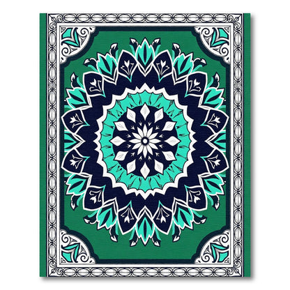 Emerald Teal Mandala Floral Rug