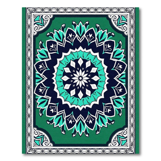 Emerald Teal Mandala Floral Rug