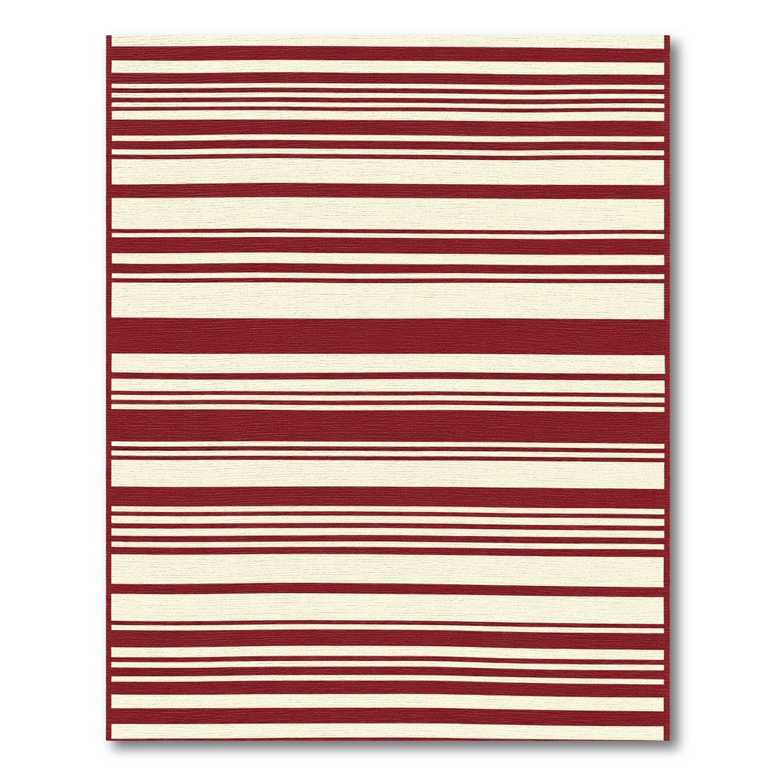 Crimson and Cream Stripe Rug