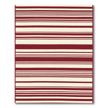 Crimson and Cream Stripe Rug