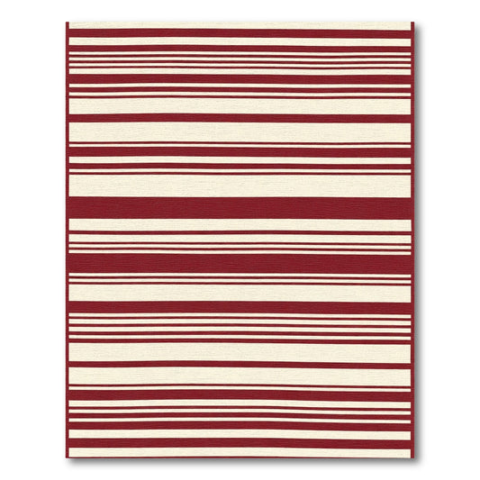 Crimson and Cream Stripe Rug