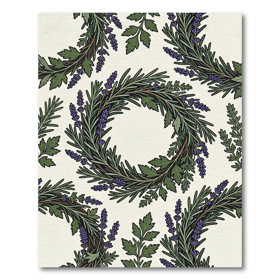 Herbal Wreath Green Lavender Arrangement Rug
