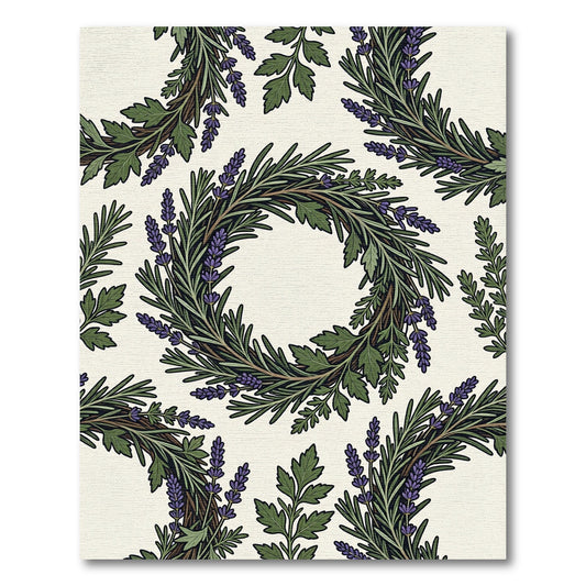 Herbal Wreath Green Lavender Arrangement Rug