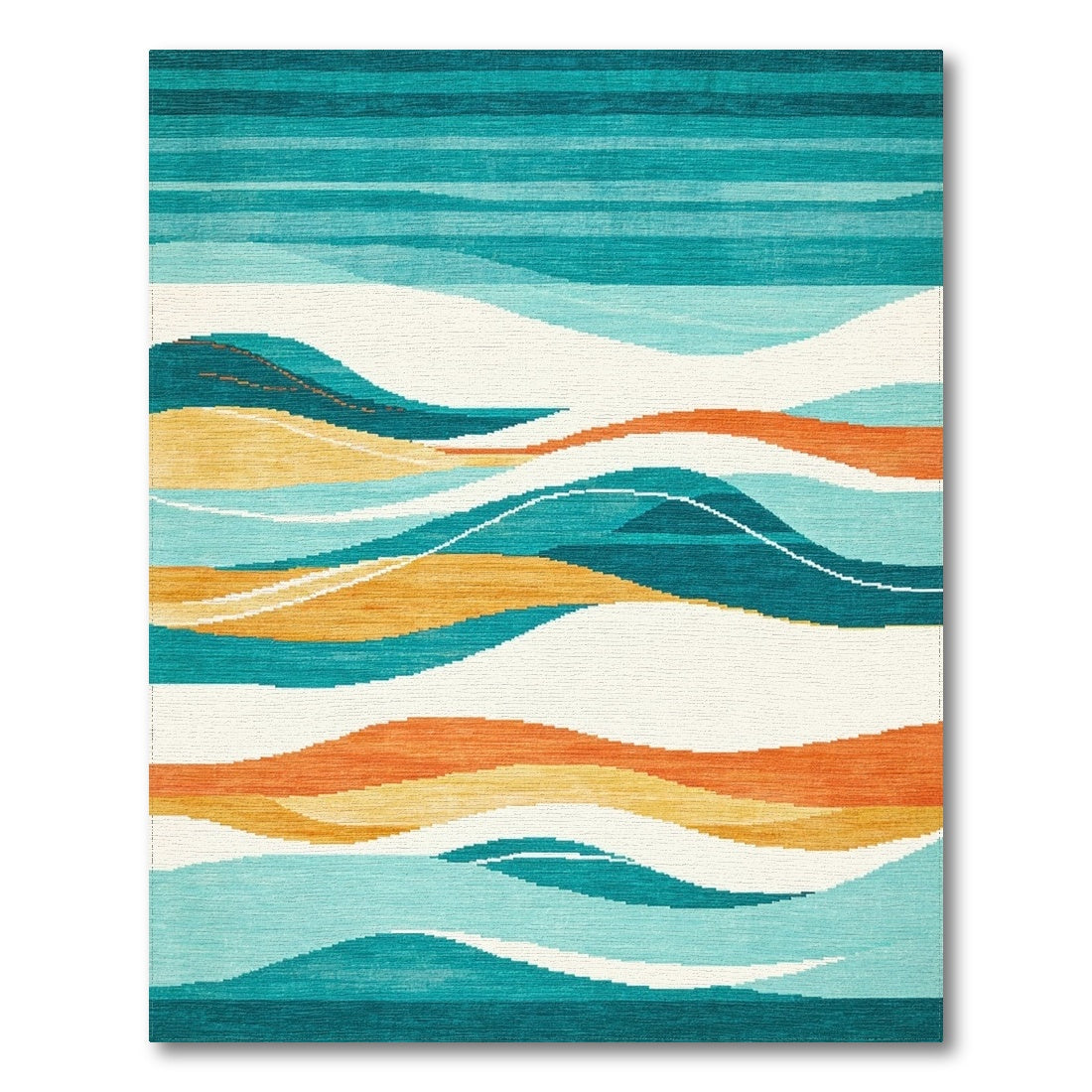 Teal Wave Abstract Area Rug