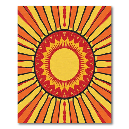Radiant Yellow Red Sunburst Rays Rug