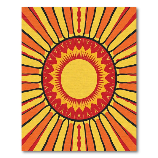 Radiant Yellow Red Sunburst Rays Rug