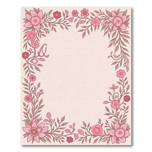 Charming Pink Blossom Vines Rug