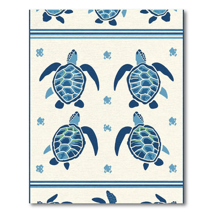 Ocean Blue Turtle Nautical Repeating Rug