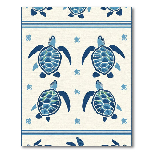 Ocean Blue Turtle Nautical Repeating Rug