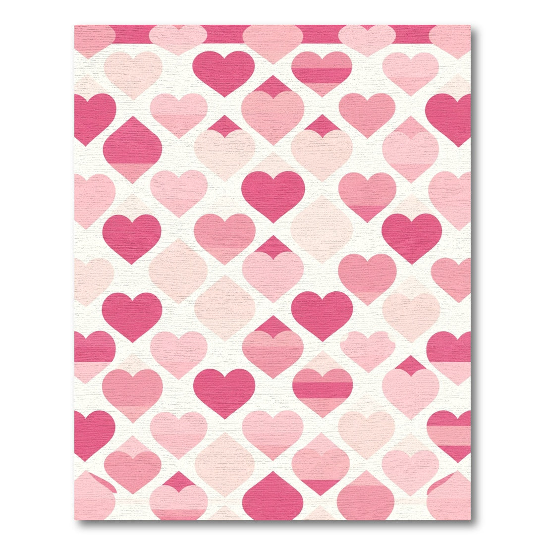 Pink Hearts Geometric All Over Rug