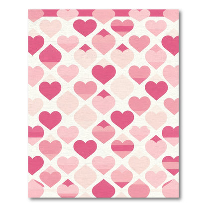 Pink Hearts Geometric All Over Rug