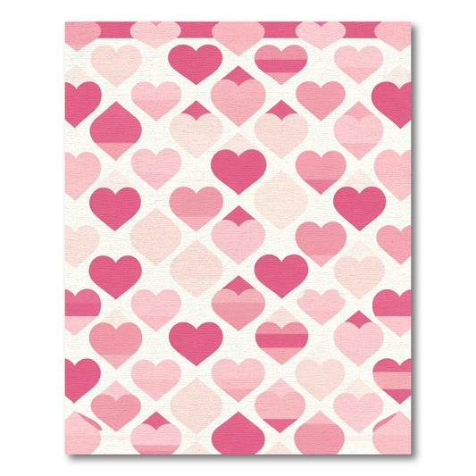Pink Hearts Geometric All Over Rug
