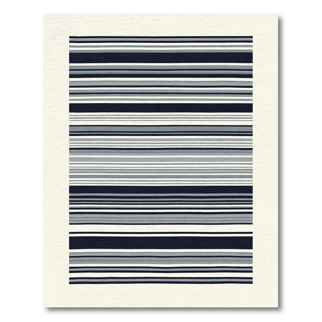 Navy Blue Gray White Striped Horizontal Rug