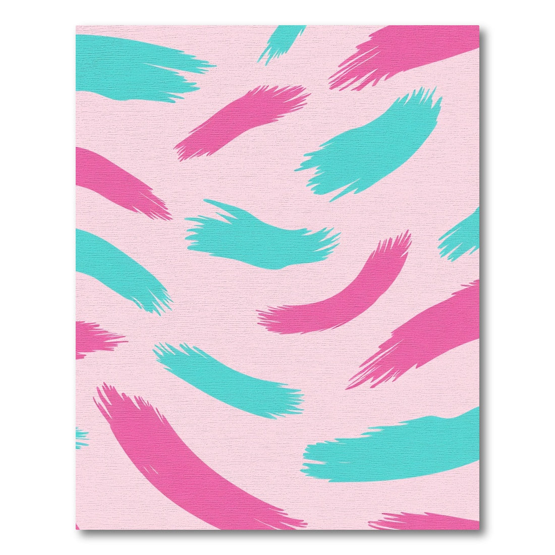 Pink Teal Brush Strokes Abstract Rug