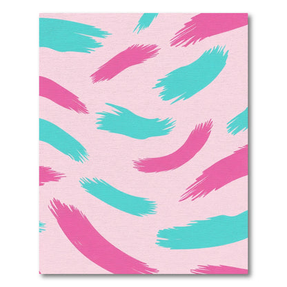 Pink Teal Brush Strokes Abstract Rug