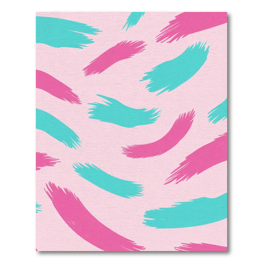 Pink Teal Brush Strokes Abstract Rug