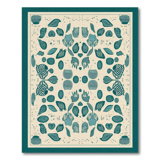 Teal Floral Symmetry Area Rug