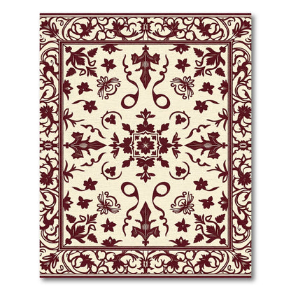 Crimson Floral Scroll Medallion Rug