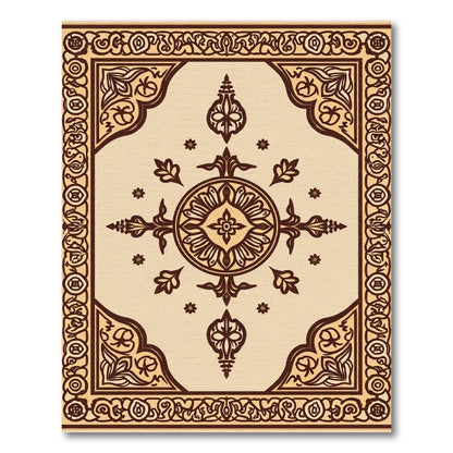 Golden Brown Ornate Medallion Rug
