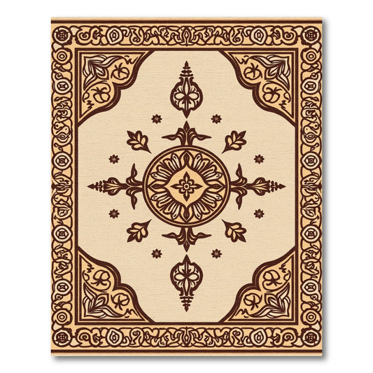 Golden Brown Ornate Medallion Rug