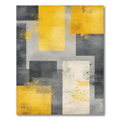 Geometric Modern Yellow Grey Geometric Abstract Area Rug