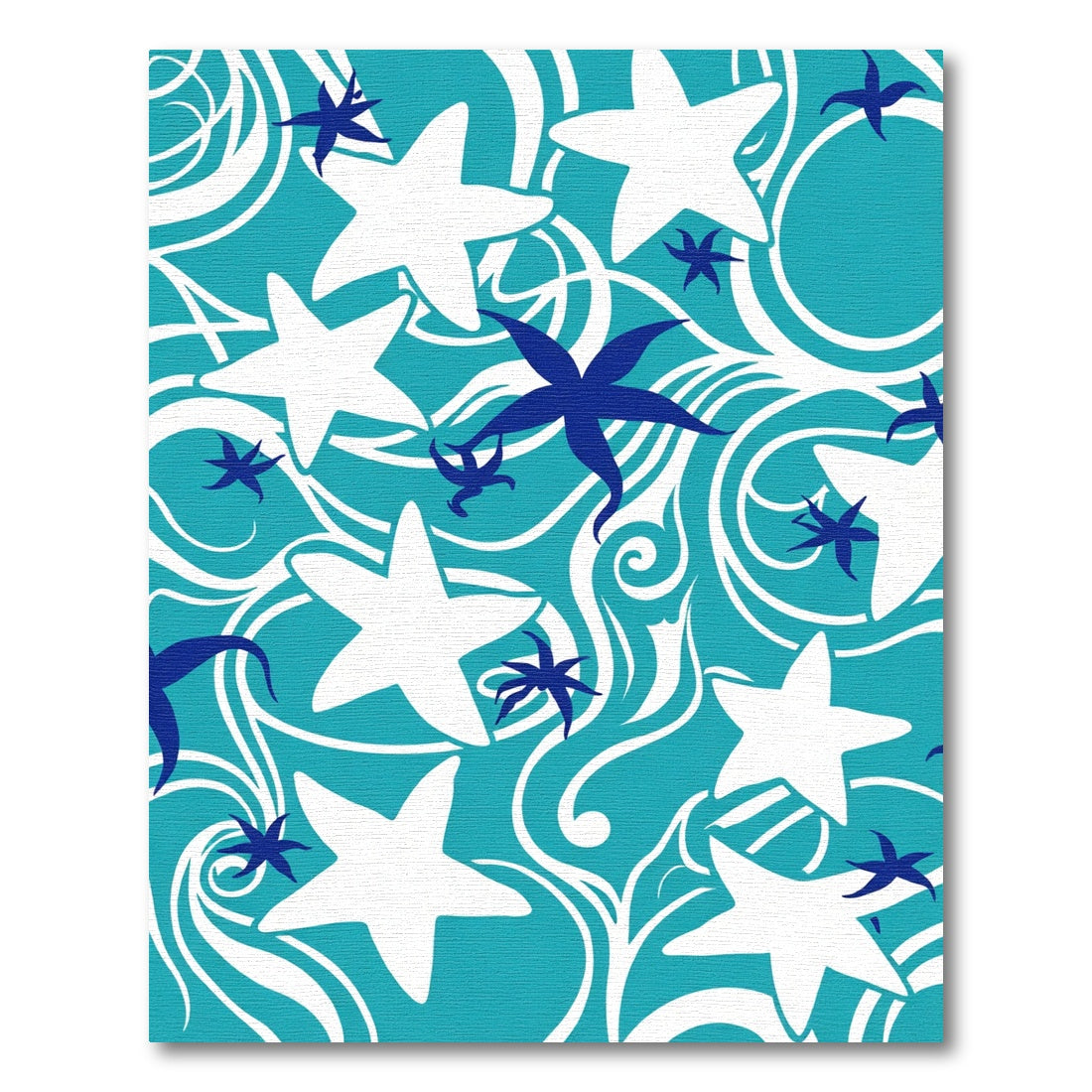 Tropical Teal Starfish Swirl Rug