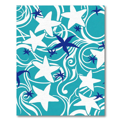 Tropical Teal Starfish Swirl Rug