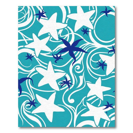 Tropical Teal Starfish Swirl Rug