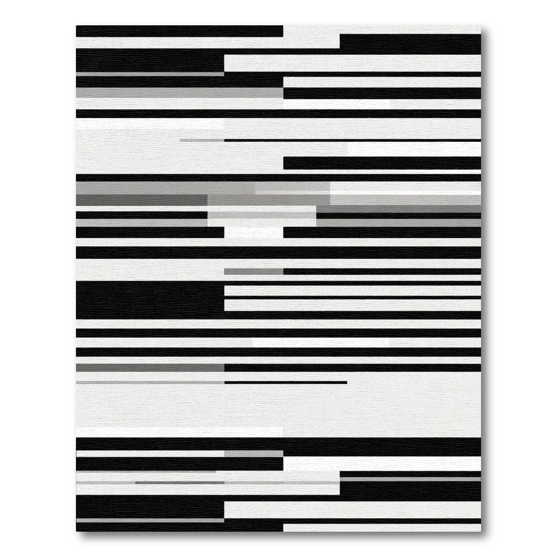 Monochromatic Black White Glitch Stripes Rug