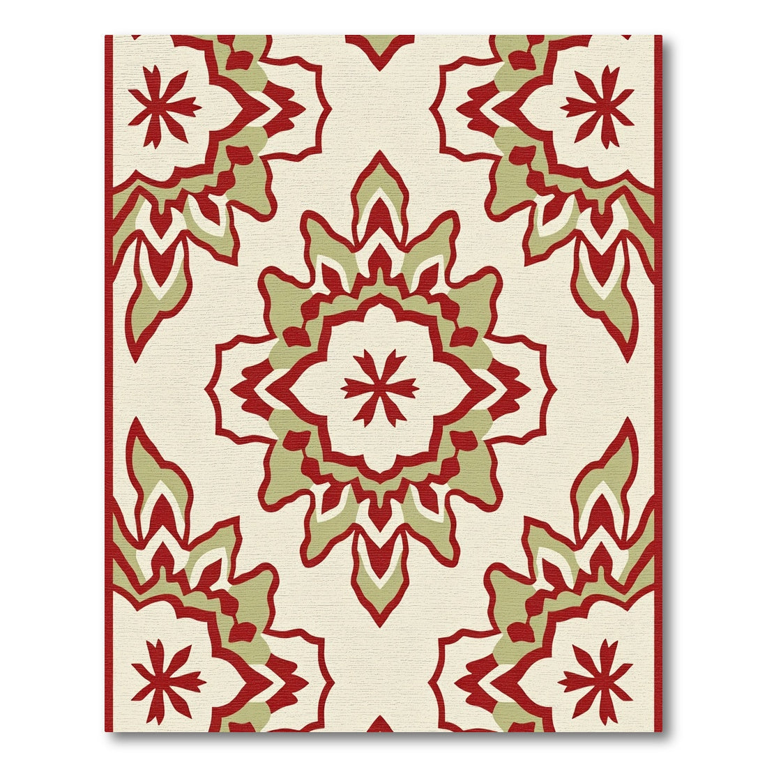 Crimson Ivory Stylized Floral medallion Rug