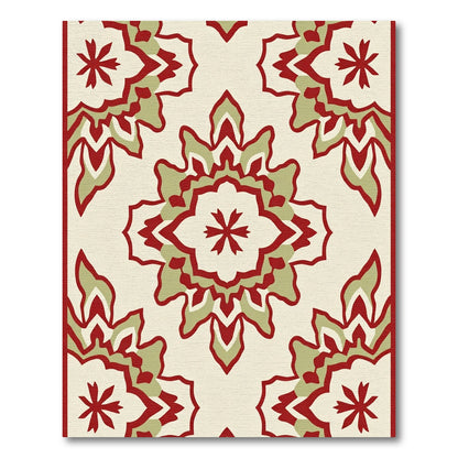 Crimson Ivory Stylized Floral medallion Rug