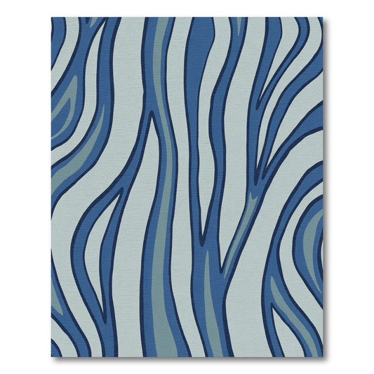 Coastal Blue Wood Grain Waves Rug